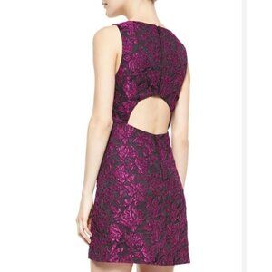 Alice & Olivia Eli Floral-Jacquard Sleeveless Dress in Purple SZ 2